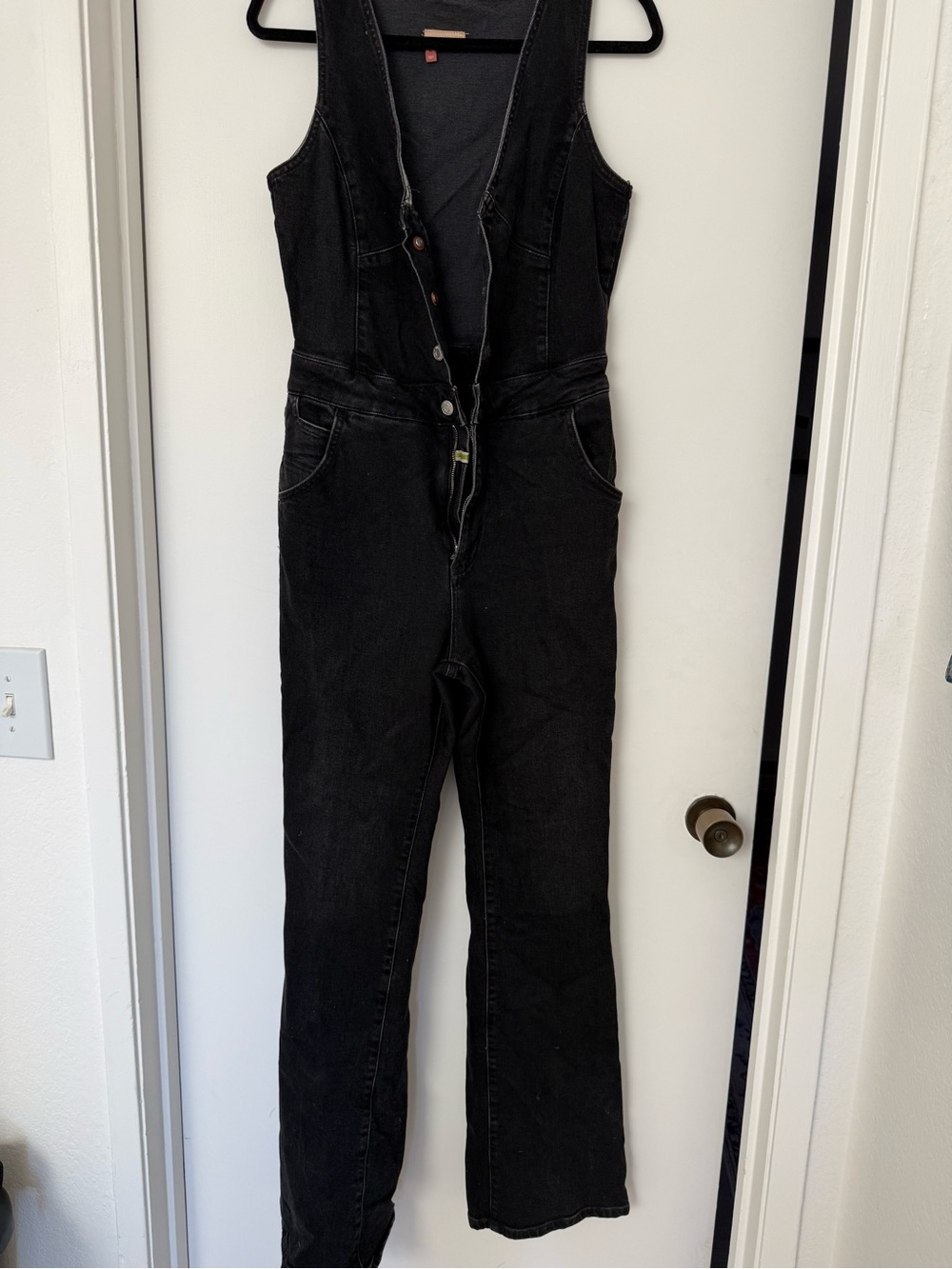 Anthropologie Pilcro Black Denim Jumpsuit Overalls Size 10 - Picture 2 of 6